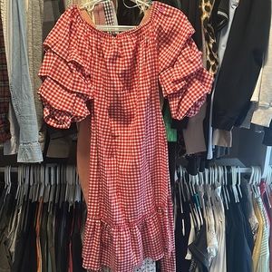 Red and white checkered, dress